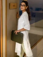 White Printed Cotton Straight Kurta - Image 2