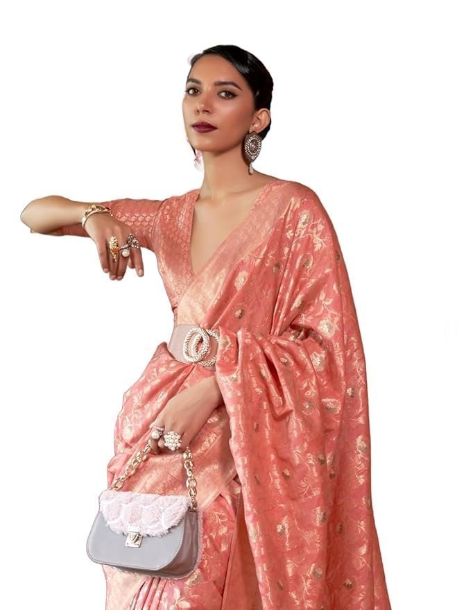 61-9HtgDUjL._SY879_.jpg Women's kanjivaram banarasi silk saree Zari Woven for festival Wedding silk with rich pallu Design sarees for women with Unstitched blouse piece - Image 1