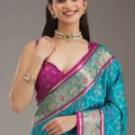 Turquoise Blue Threadwork Art Silk Saree